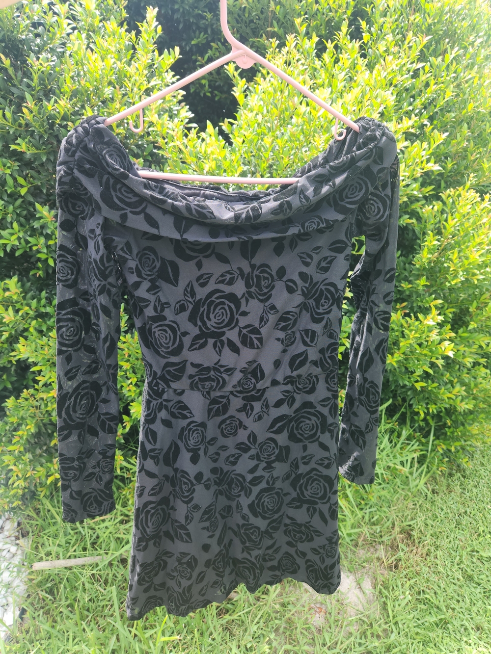 wild fable Black Floral Off-Shoulder Little Black Dress